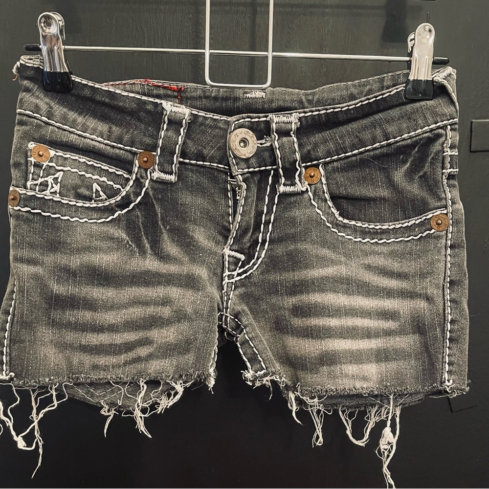True religion distressed jean shorts